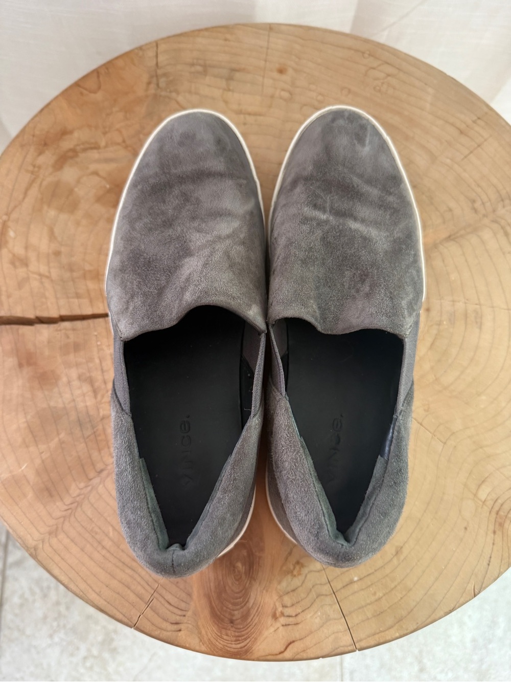 Vince Warren Suede Platform Skate Sneakers Taupe Gray Slip-On Shoes | Size 6.5 - Picture 7 of 10